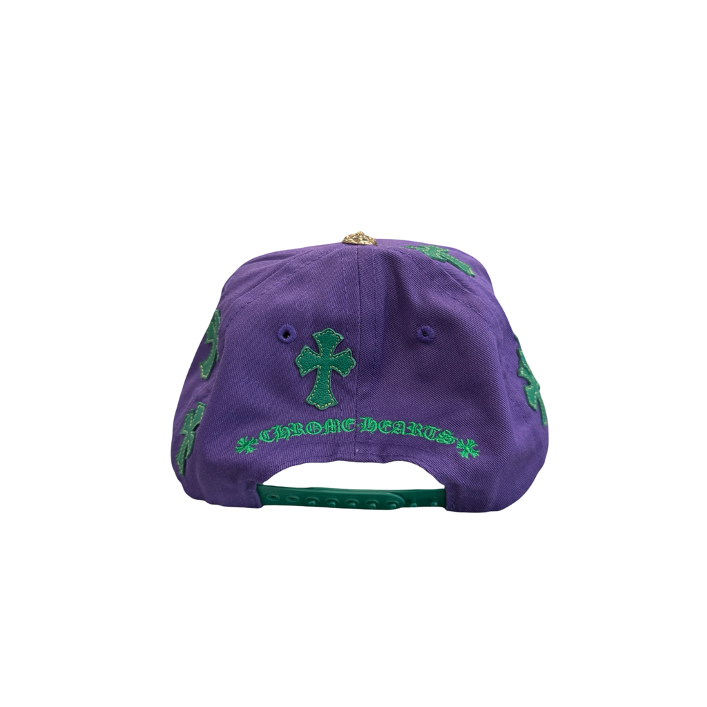 Chrome Hearts Leather Cross Embroidered CH Logo Baseball Hat Purple/Green