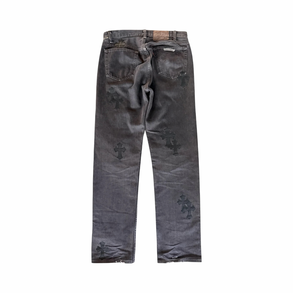 Chrome Hearts Levi's Grey & Black Cross Patch Jeans