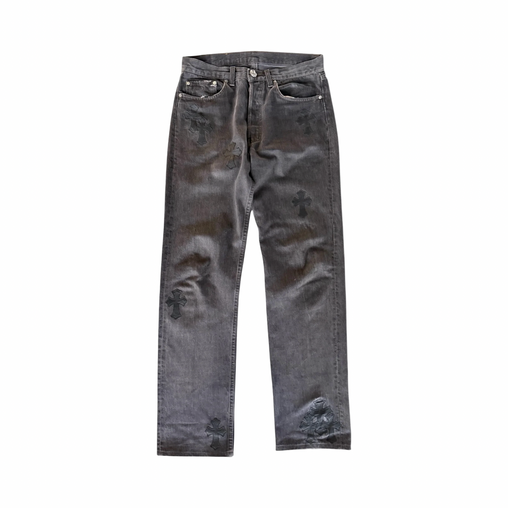 Chrome Hearts Levi's Grey & Black Cross Patch Jeans