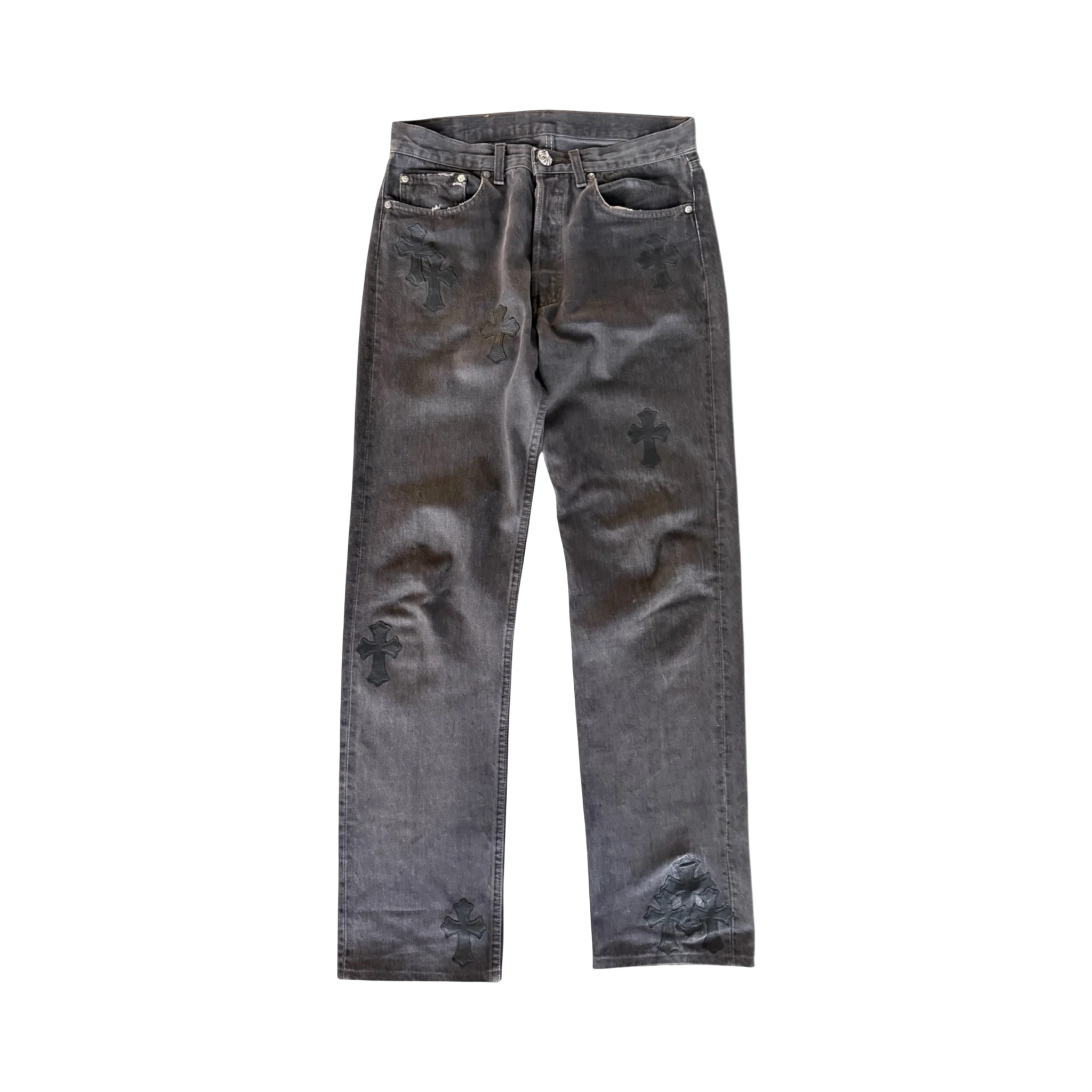 Chrome Hearts Levi's Grey & Black Cross Patch Jeans