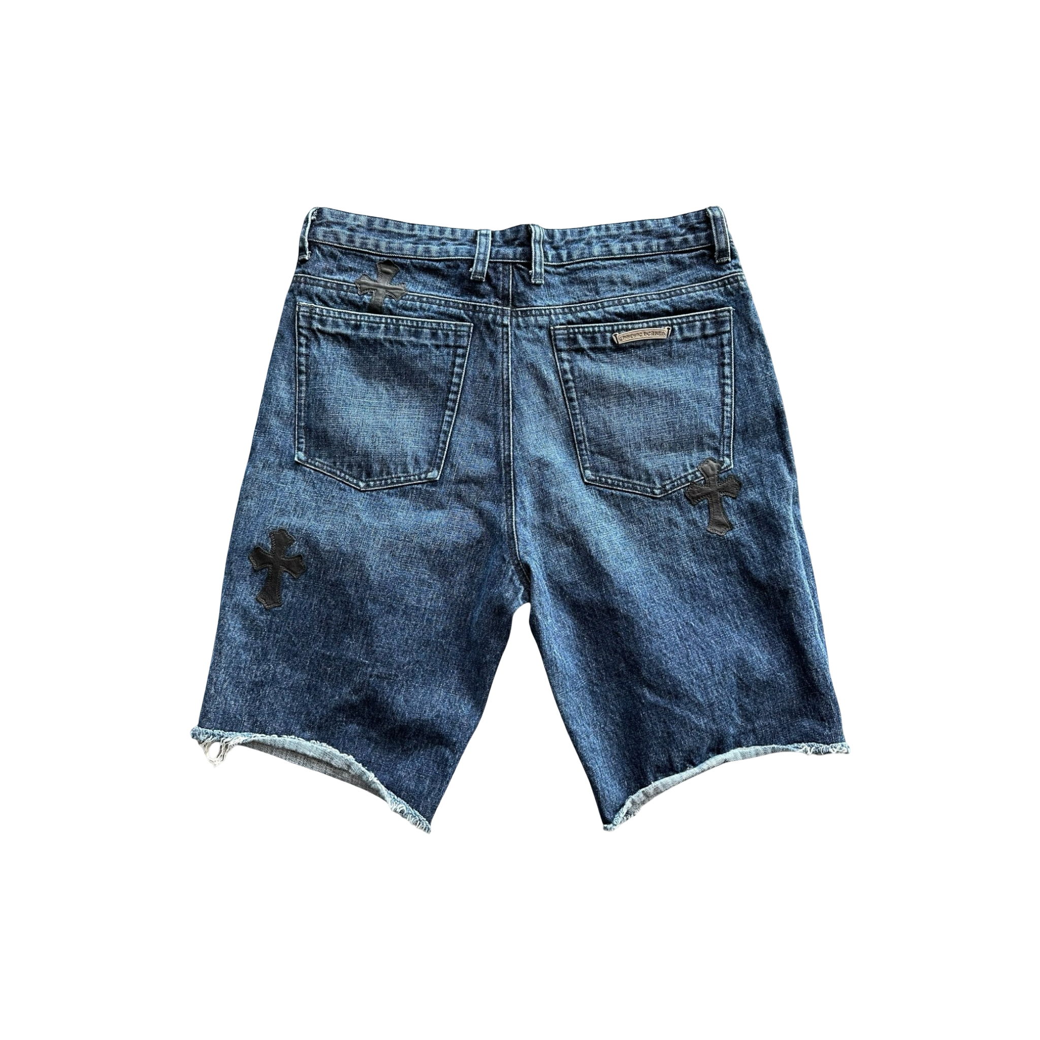 Chrome Hearts Black Cross Patch Jorts Dark Wash