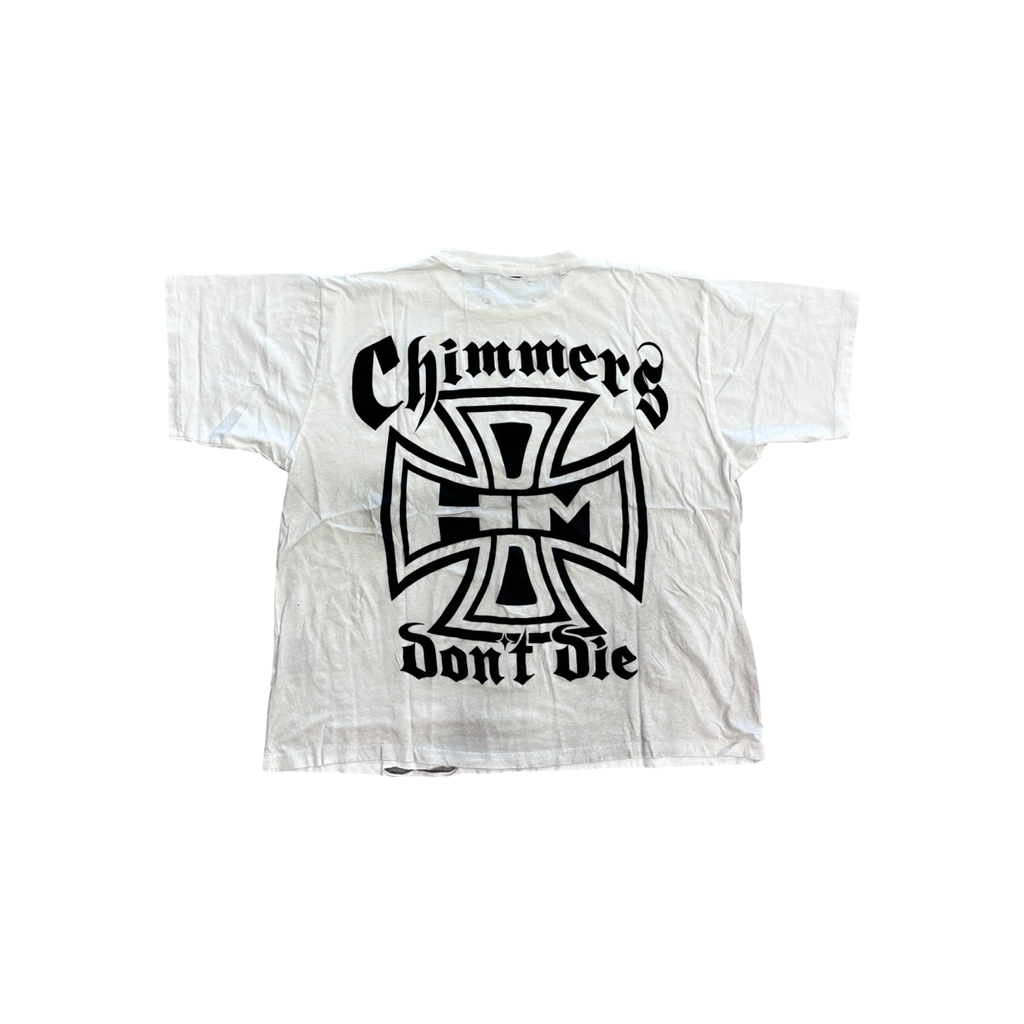 Happy Memories Don't Die Chimmers Ghost Pocket Tee White