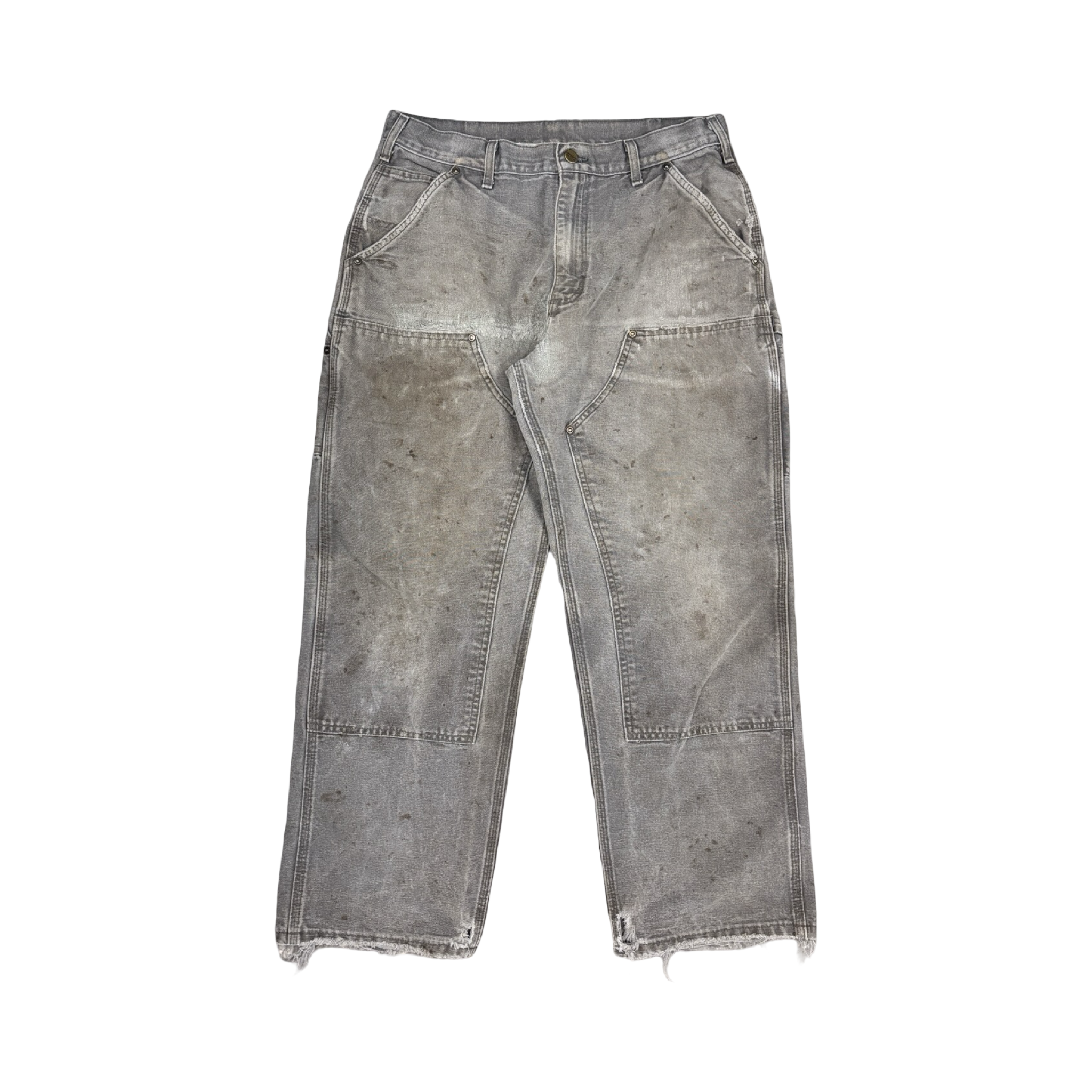 Carhartt Double Knee Repaired Distressed Grunged Grey