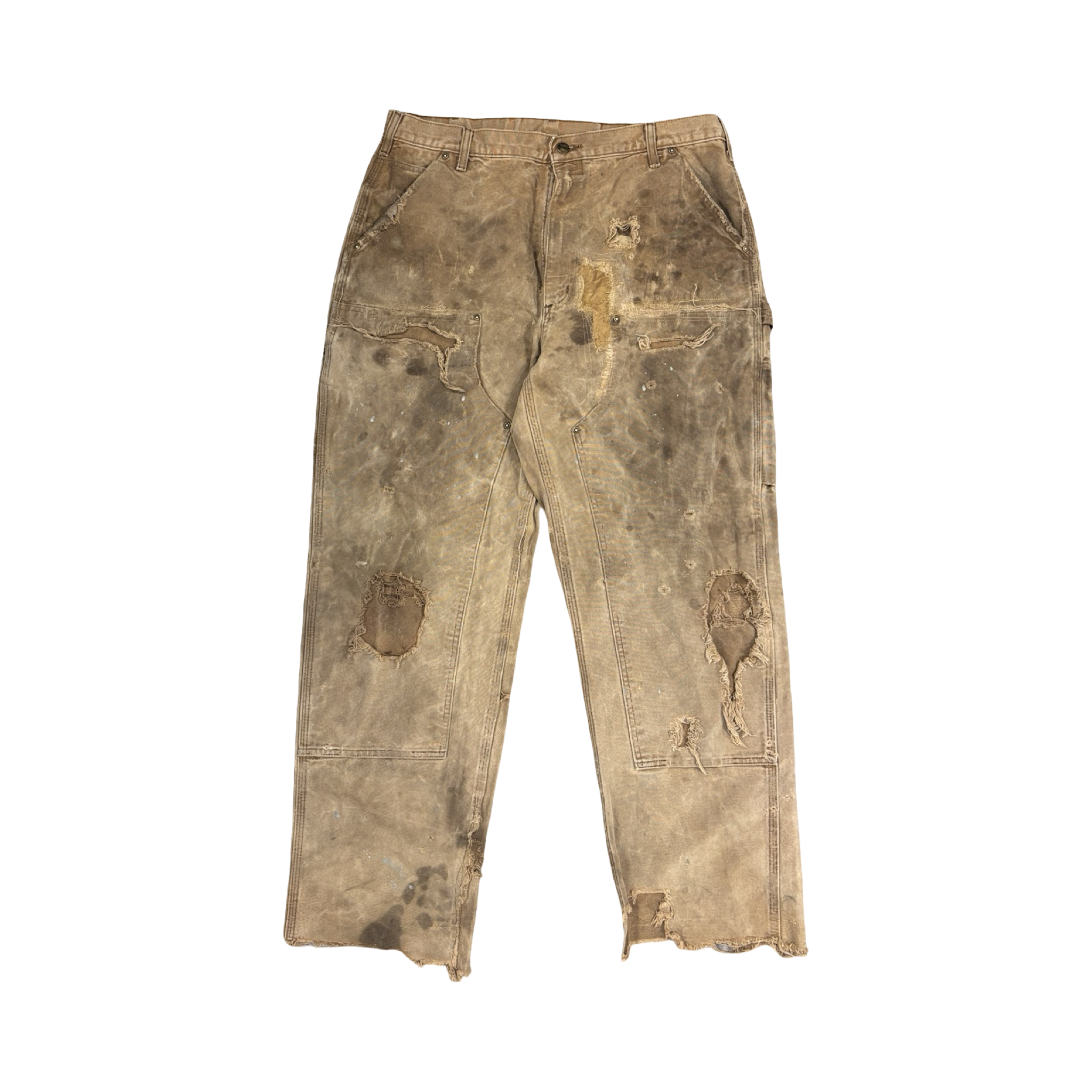Carhartt Double Knee Repaired Distressed Grunged Tan
