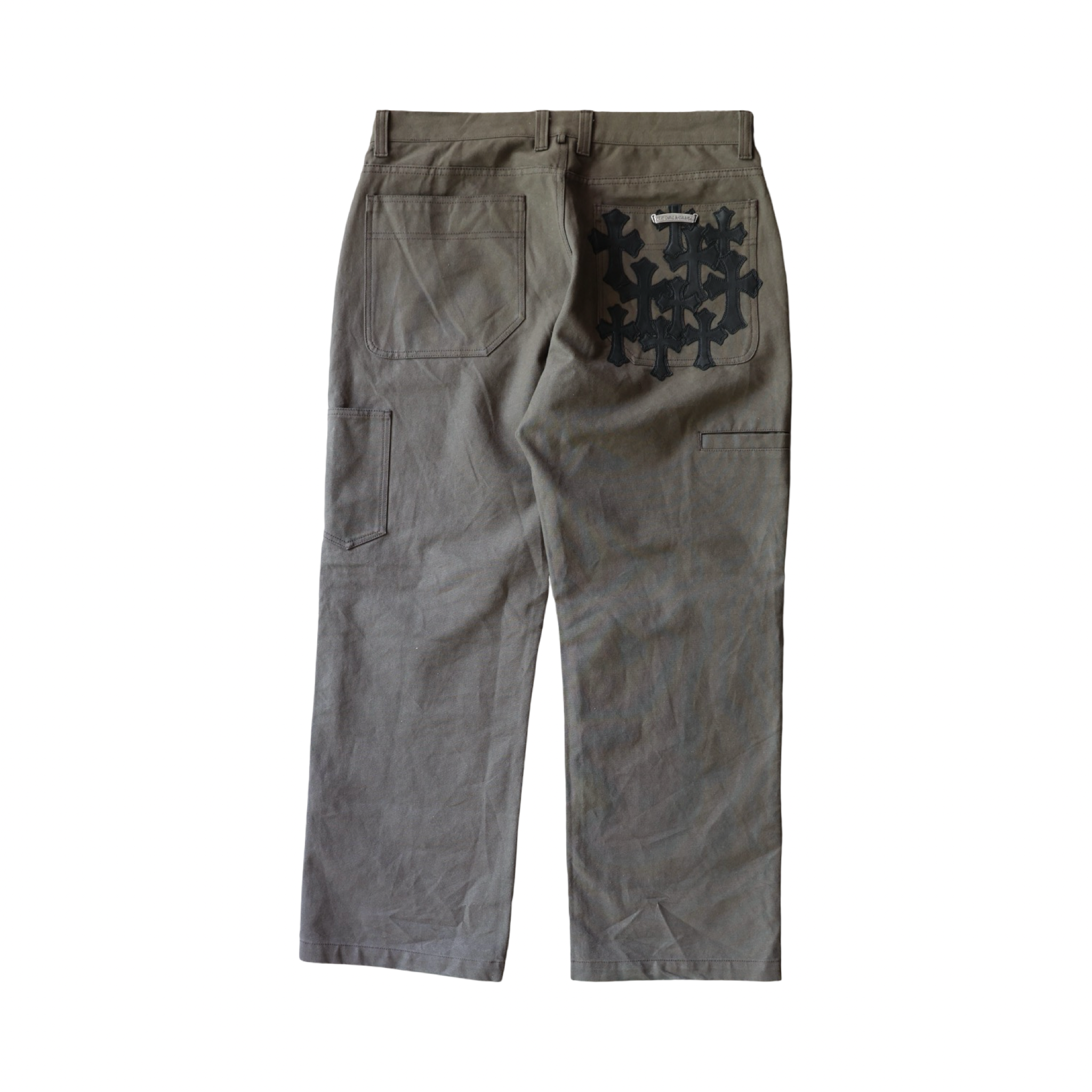 Chrome Hearts Leather Cross Patch Chinos Brown