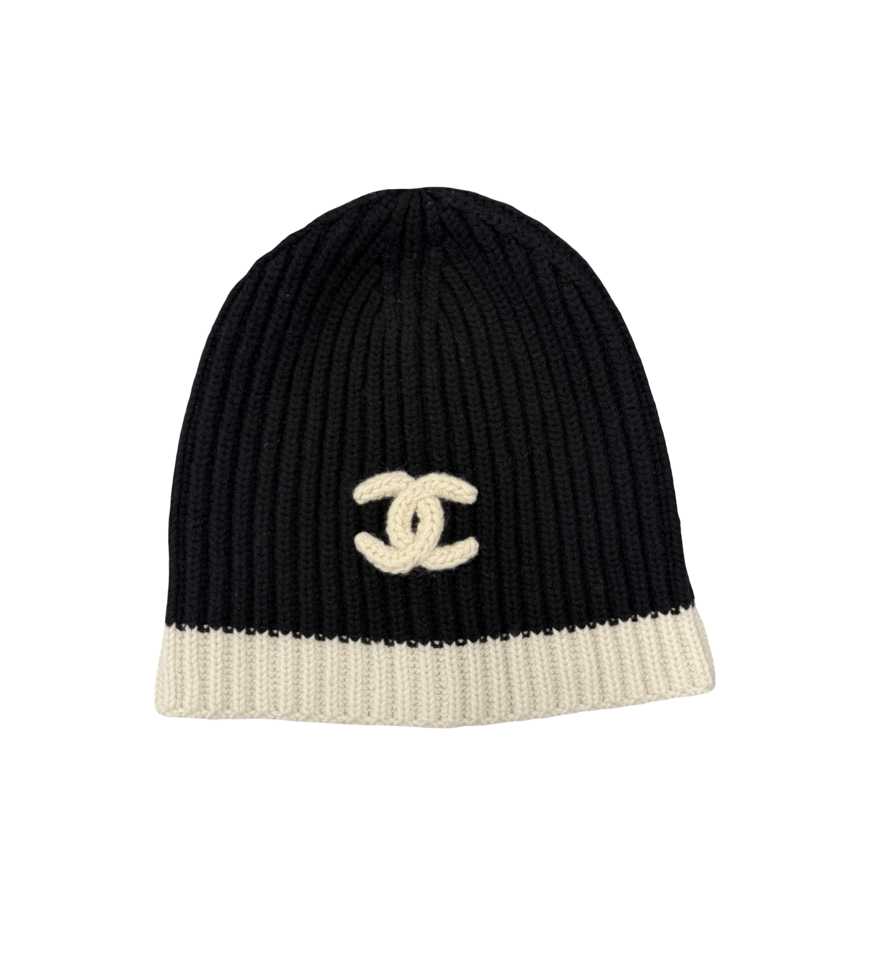 Chanel Cashmere CC Logo Beanie Black/White