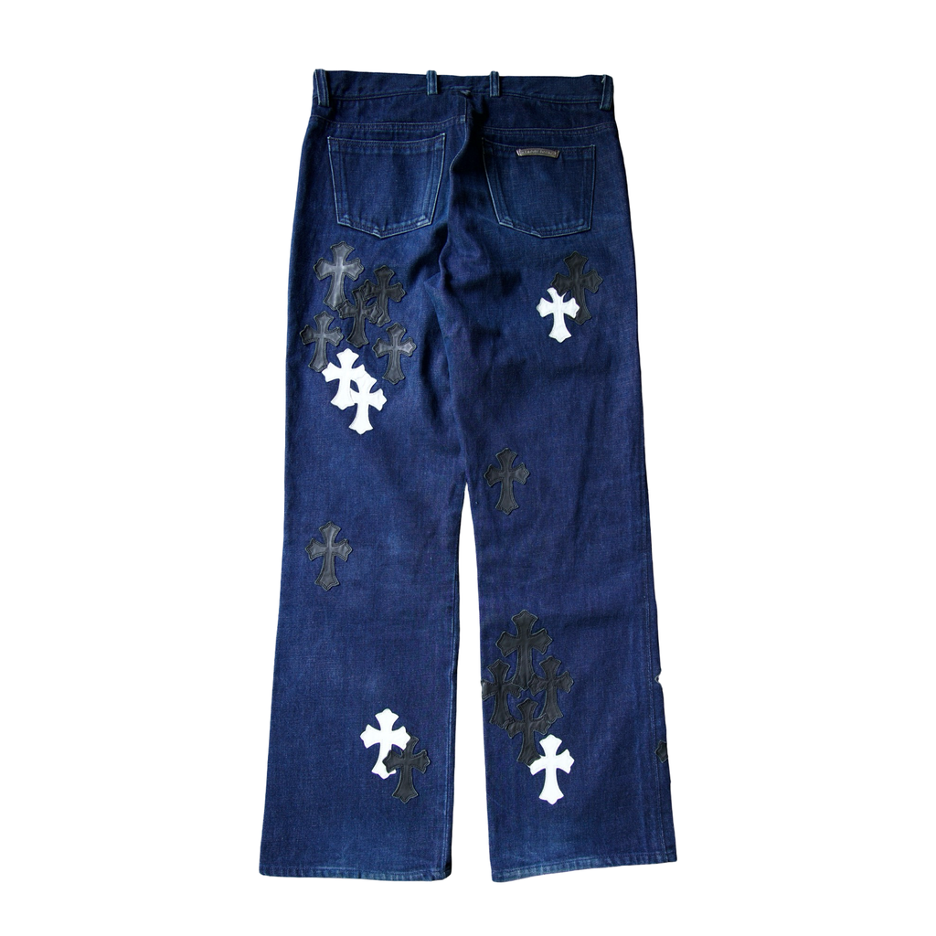 Chrome Hearts Vintage Navy Black White Patch Jeans