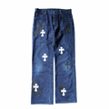 Chrome Hearts Vintage Navy Black White Patch Jeans