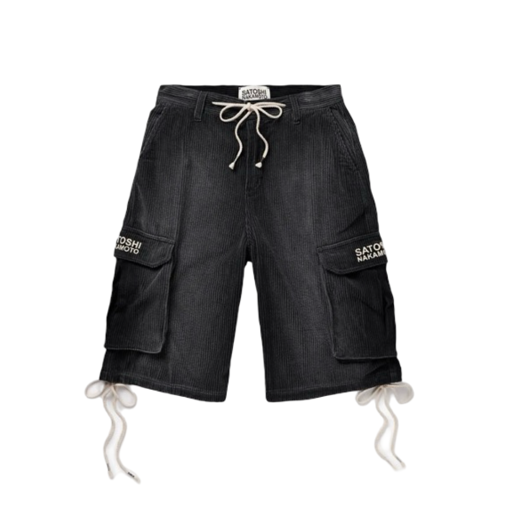 Satoshi Nakamoto Drawstring Corduroy 3/4 Shorts