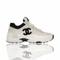 Chanel Low Top Trainer Suede White Black