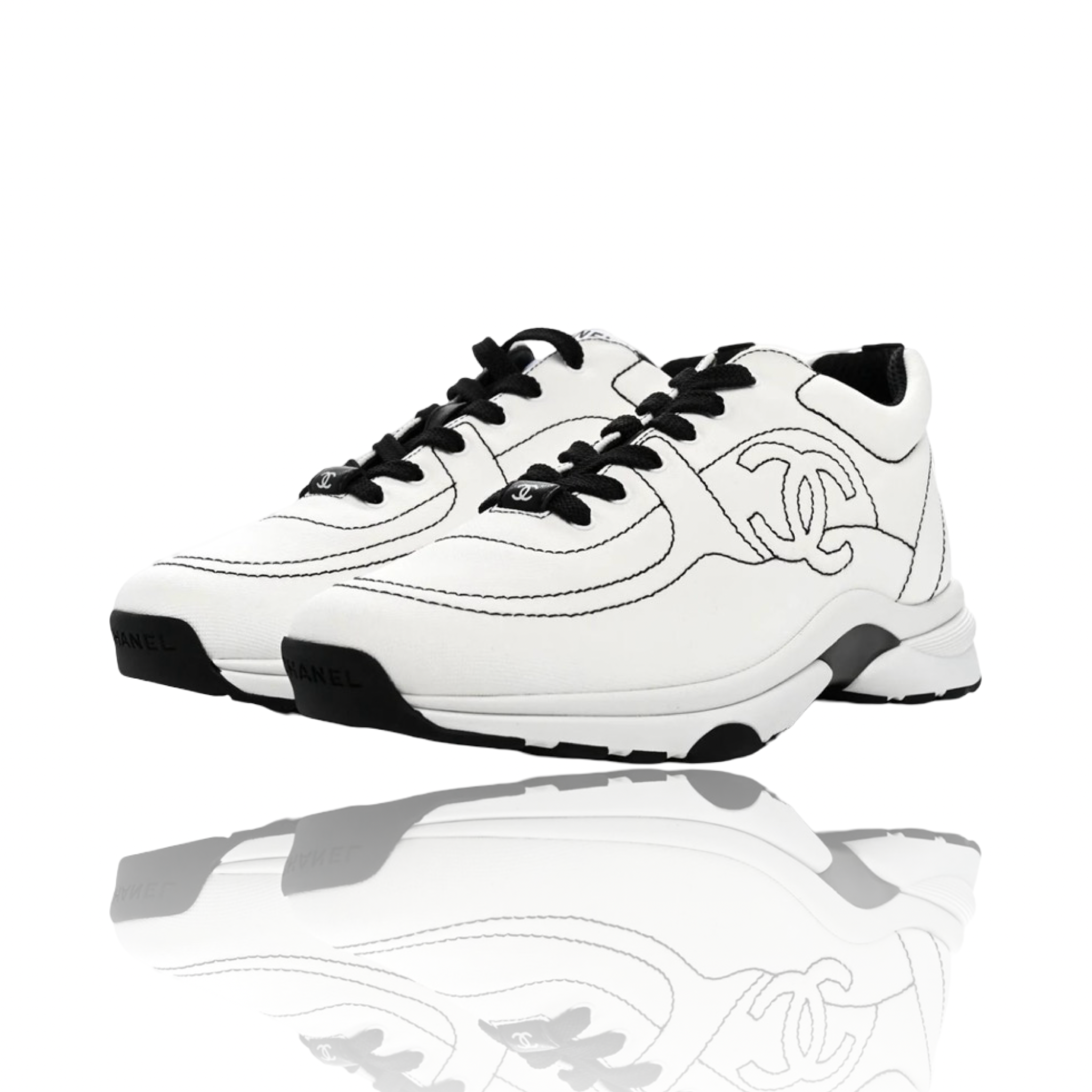 Chanel CC Logo Calfskin Sneaker White/Black