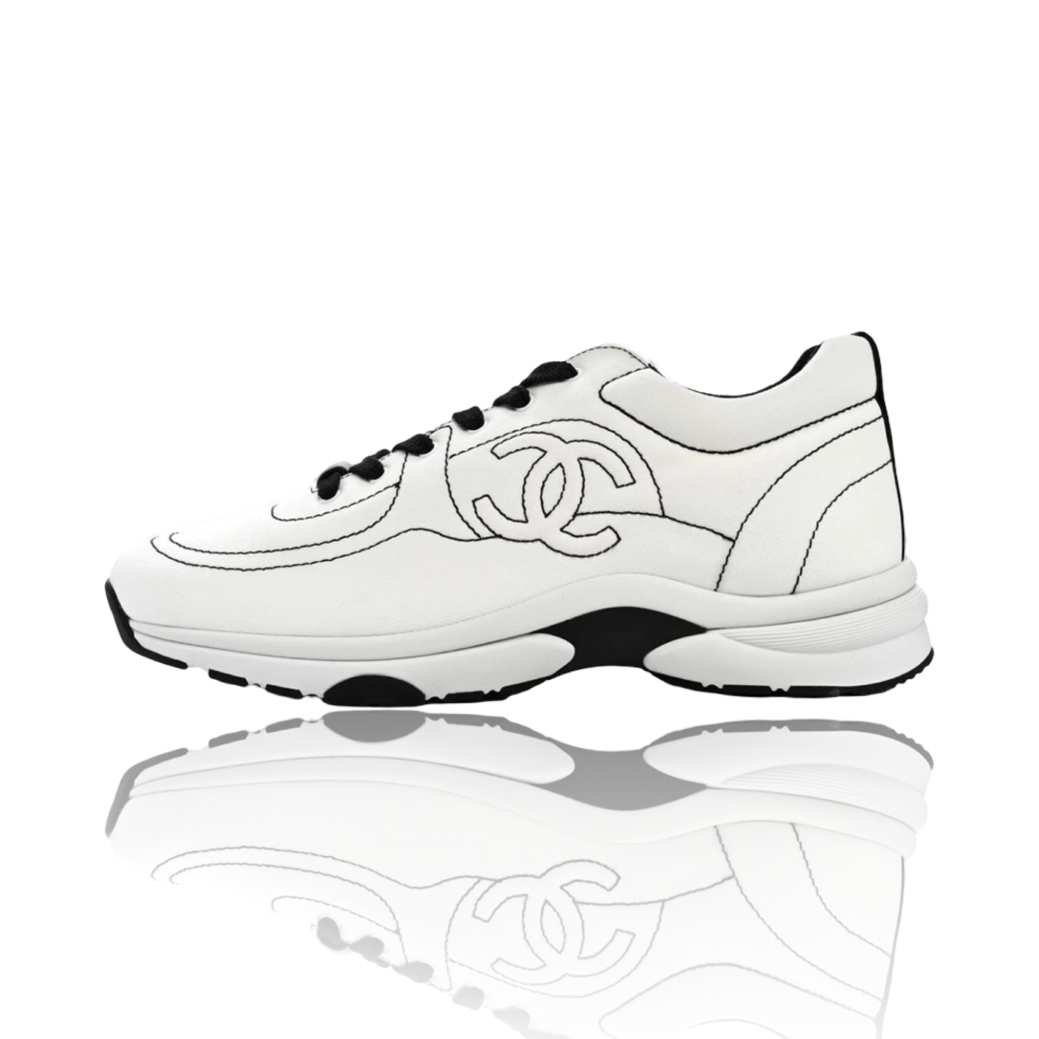 Chanel CC Logo Calfskin Sneaker White/Black