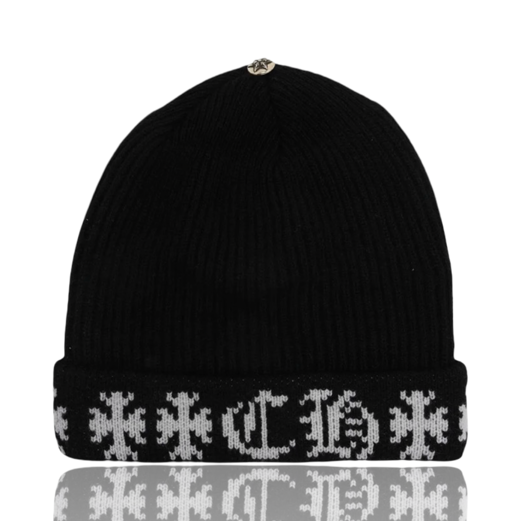 Chrome Hearts Big Daddy Cashmere Beanie Black/White