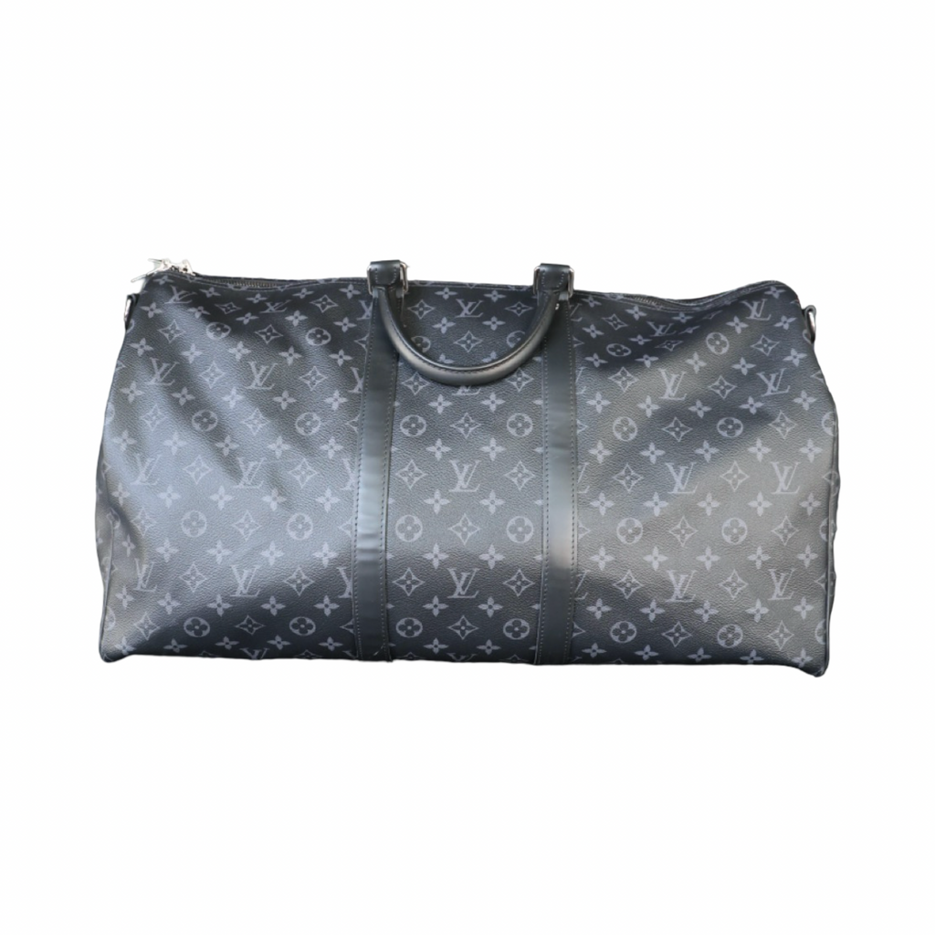 Louis Vuitton Keepall Bandouilere 55 Monogram Eclipse Duffle Black