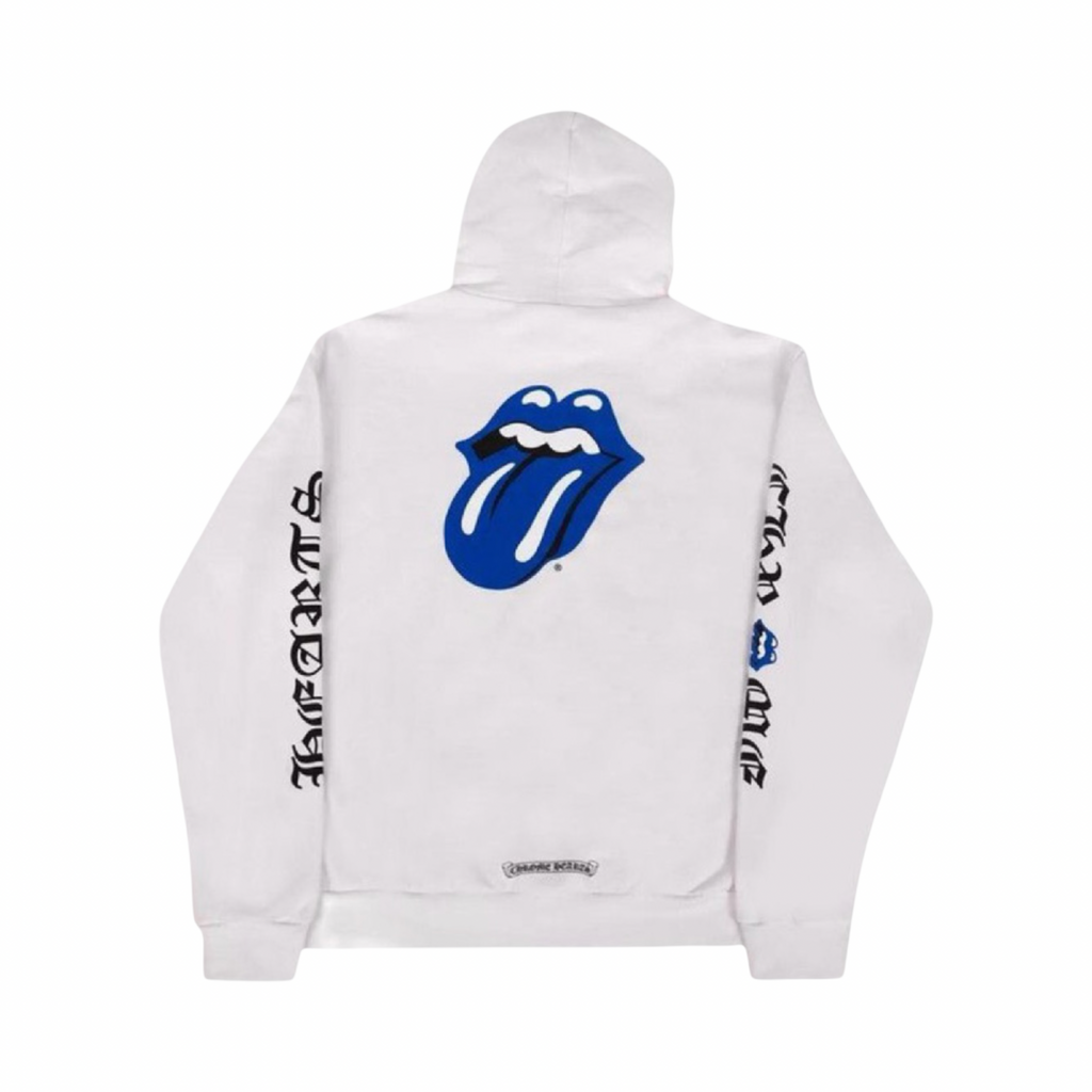Chrome Hearts Rolling Stone Big Lip White Blue Hoodie