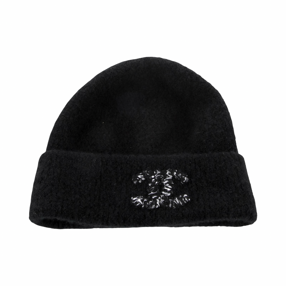 Chanel CC Glitter Cashmere Beanie Cashmere Black