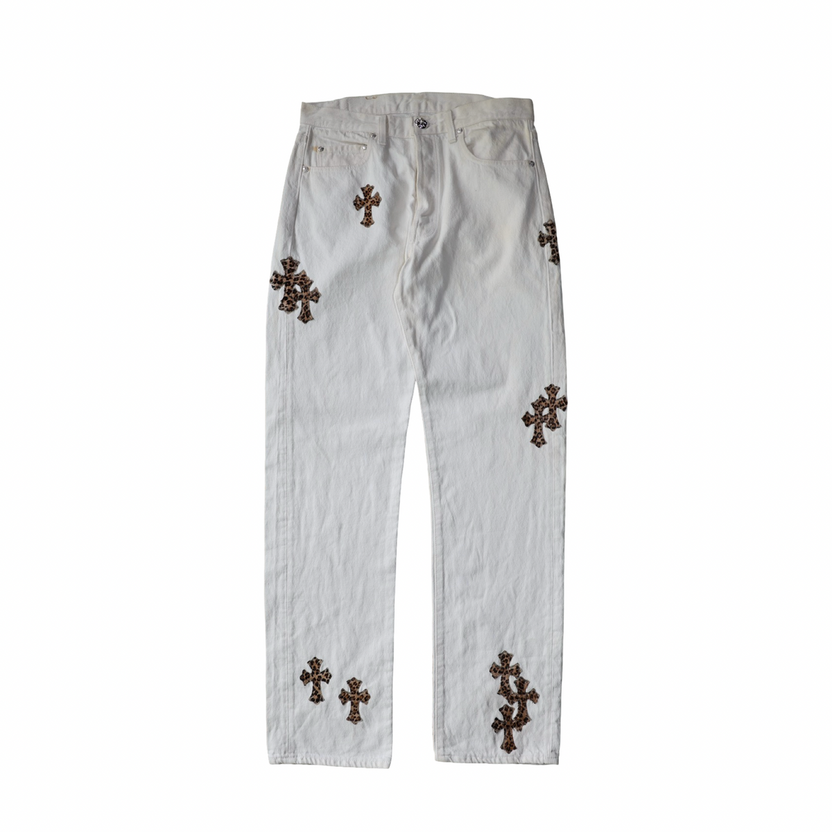 Chrome Hearts Levi's 501 Leopard Cross Patch Jeans White