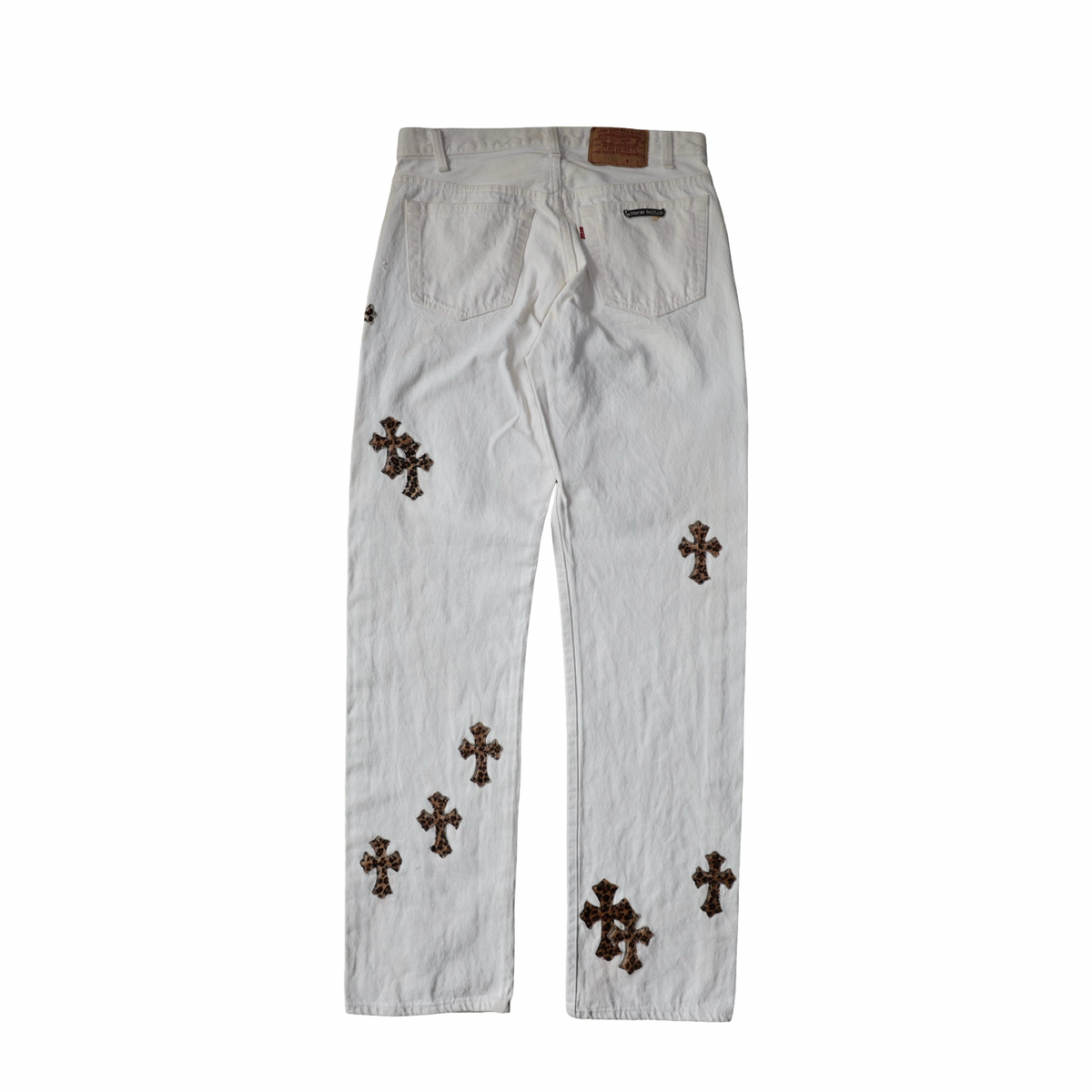 Chrome Hearts Levi's 501 Leopard Cross Patch Jeans White