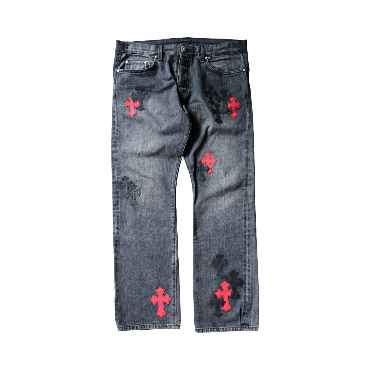 Chrome Hearts Levi's 501 Drake CLB Black & Red Cross Jeans Black
