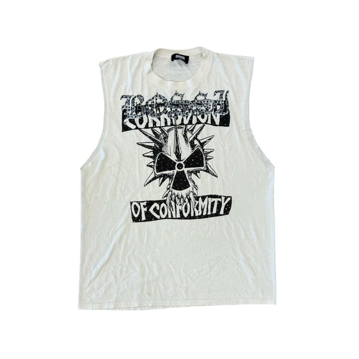 BOSSI Vintage Corrosion Cut Off Tee White
