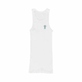 Chrome Hearts Blue Beaded Rhinestone Fleur Logo Tank Top White