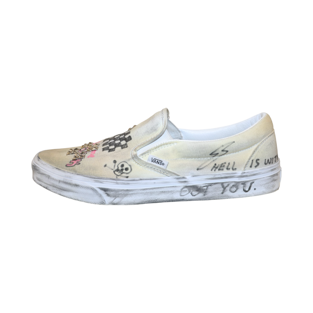 Paly Hollywood Hand Drawn 1 OF 1 Vans Slip Ons