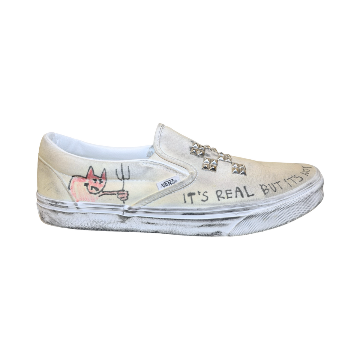Paly Hollywood Hand Drawn 1 OF 1 Vans Slip Ons
