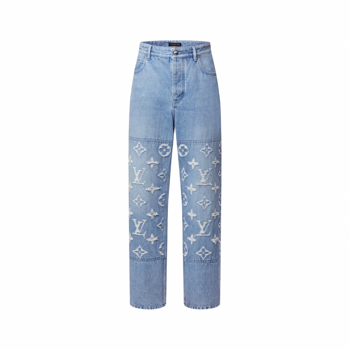 Louis Vuitton Denim Monogram Destroy Carpenter Jeans Blue