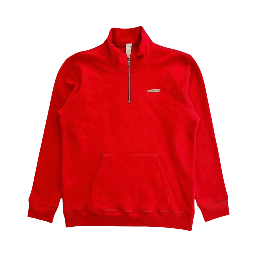 Chrome Hearts Red Triple Cross Embroidered Quarter Zip