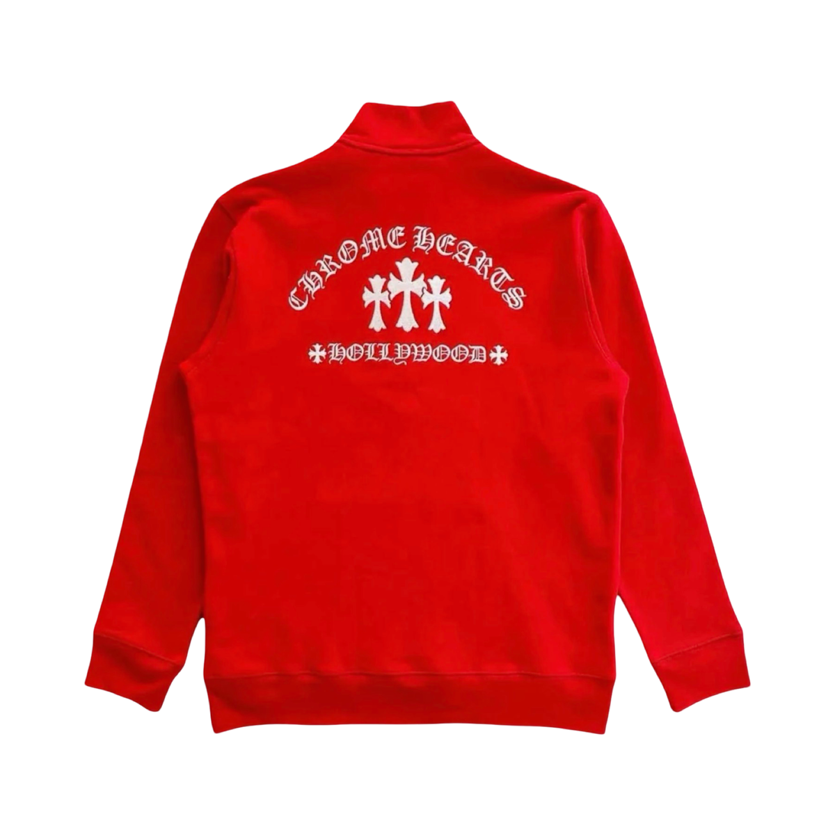 Chrome Hearts Red Triple Cross Embroidered Quarter Zip