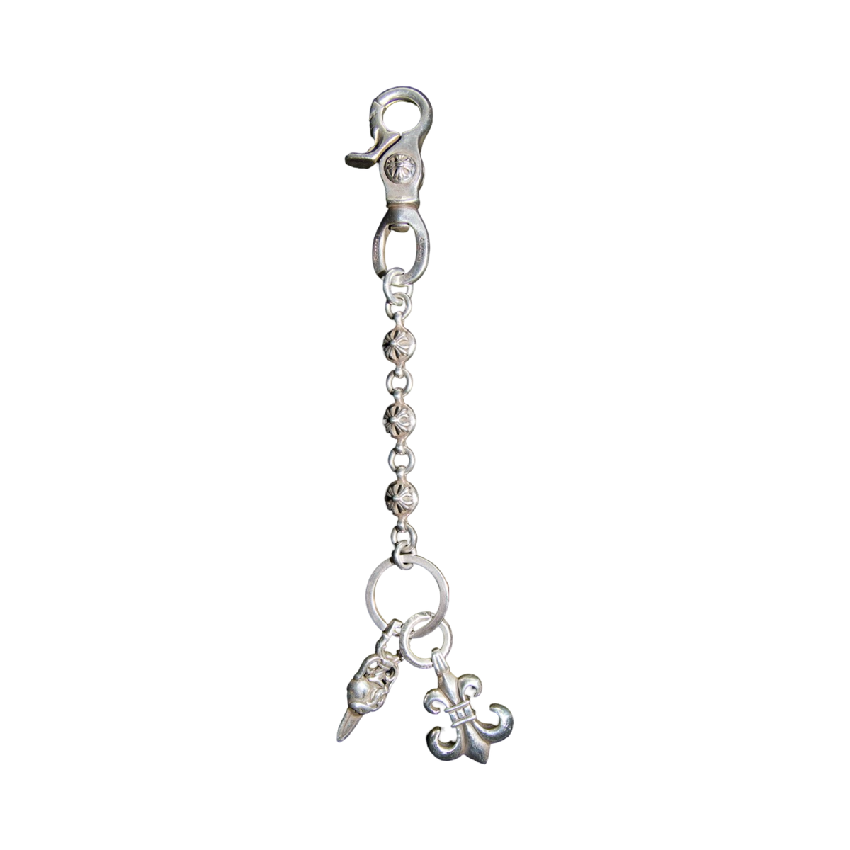 Chrome Hearts Plus Ball Cross Keychain 3" (Fleur & Love Dagger Charm)