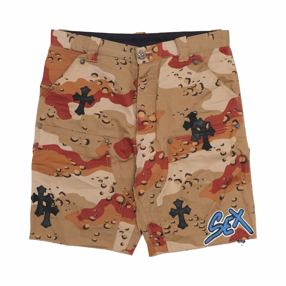 Chrome Hearts Sex Records Leather Shorts Desert Camo
