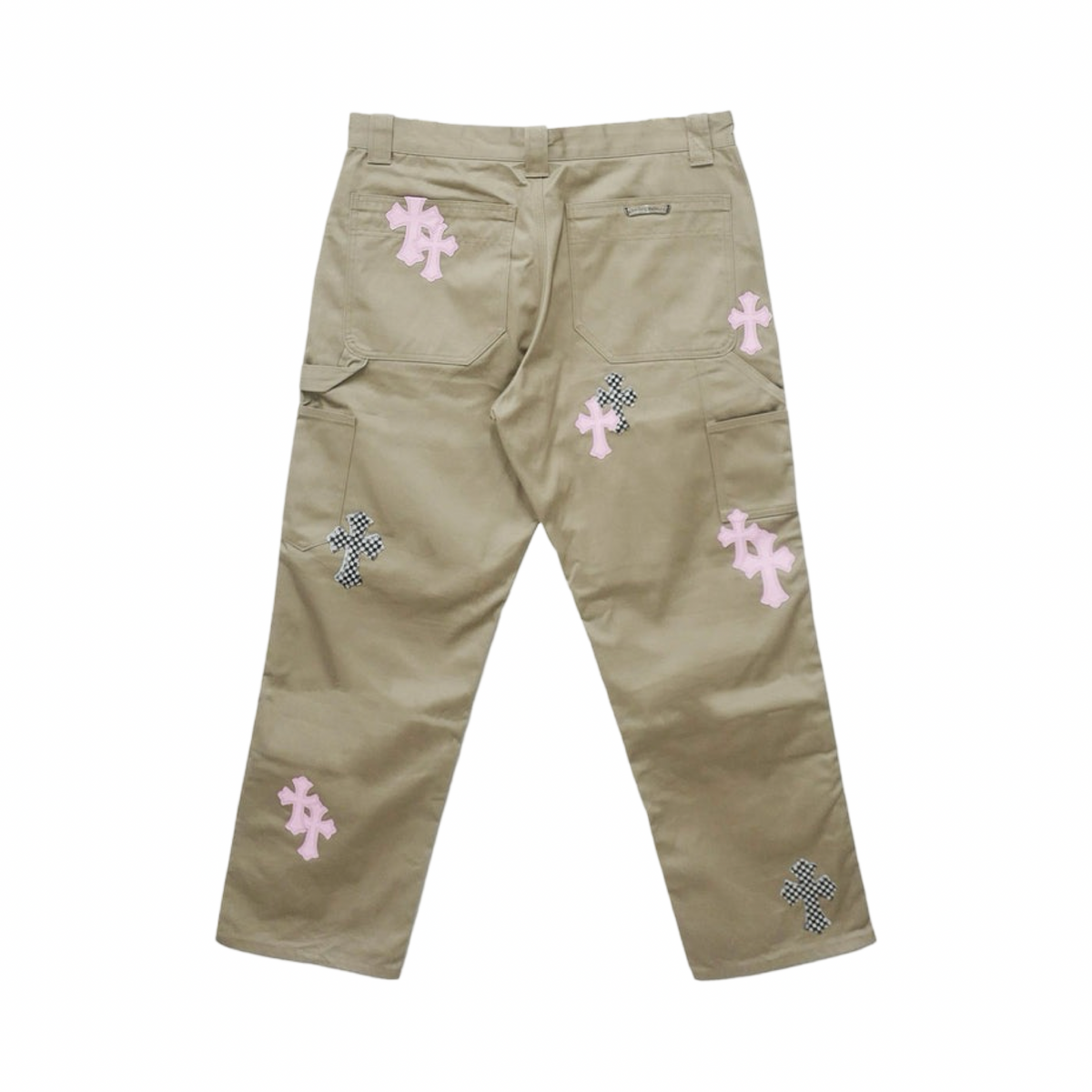 Chrome Hearts Pink Cross Leather Patch Carpenter Pants