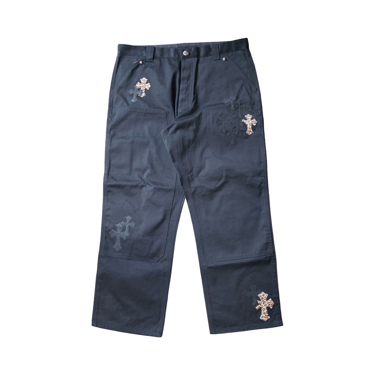 Chrome Hearts Cheetah Cross Patch Double Knee Carpenter Pants