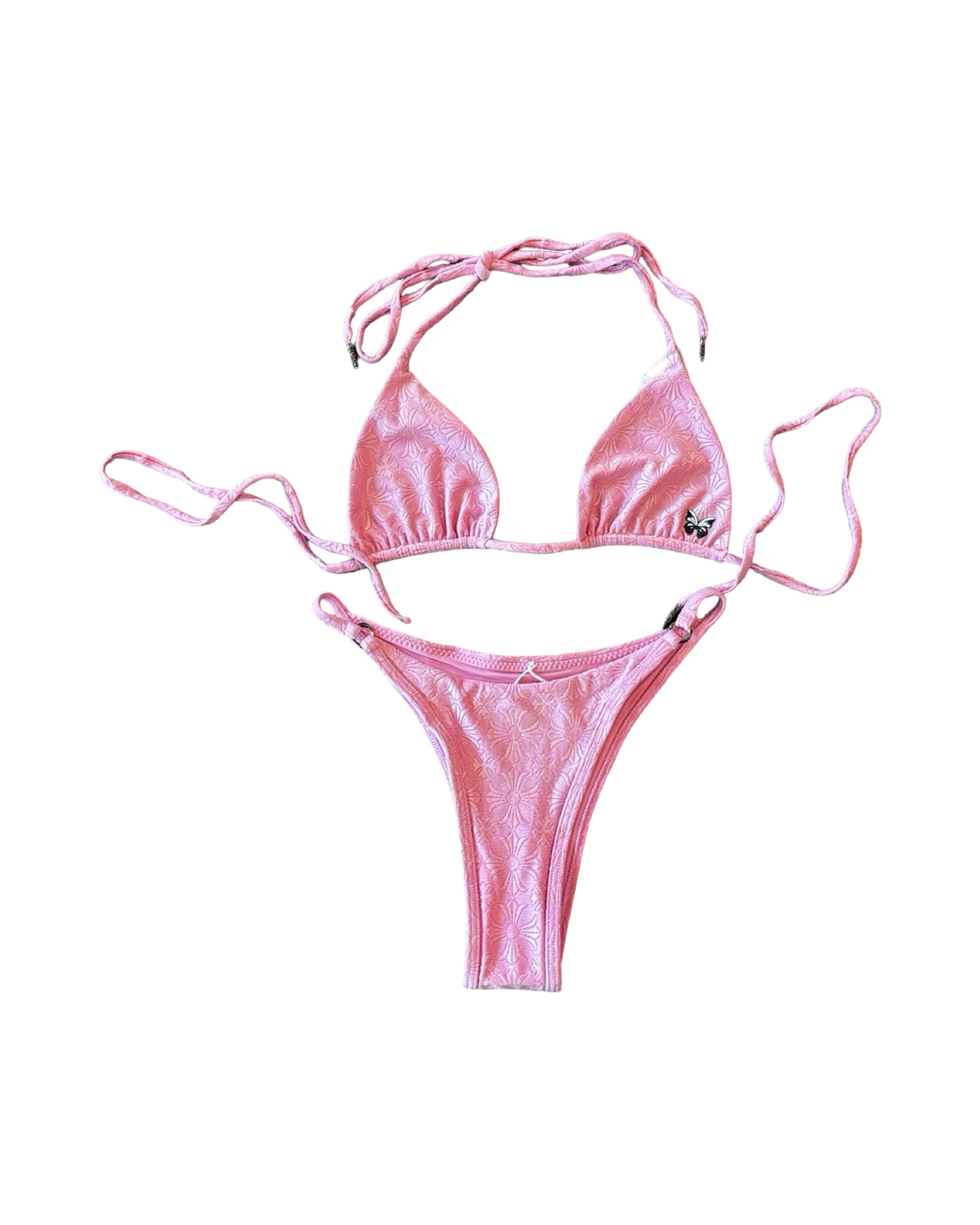 Chrome Hearts Dipped in Blue Floral Cross Bikini Pink