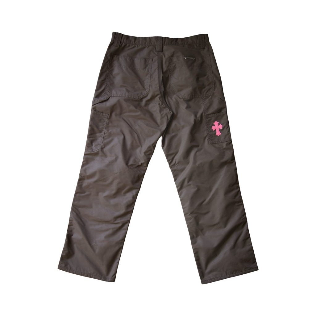 Chrome Hearts Leather Carpenter Nylon Pants Brown