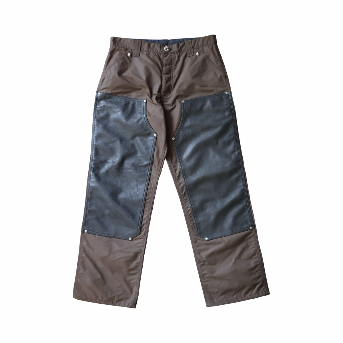 Chrome Hearts Leather Carpenter Nylon Pants Brown