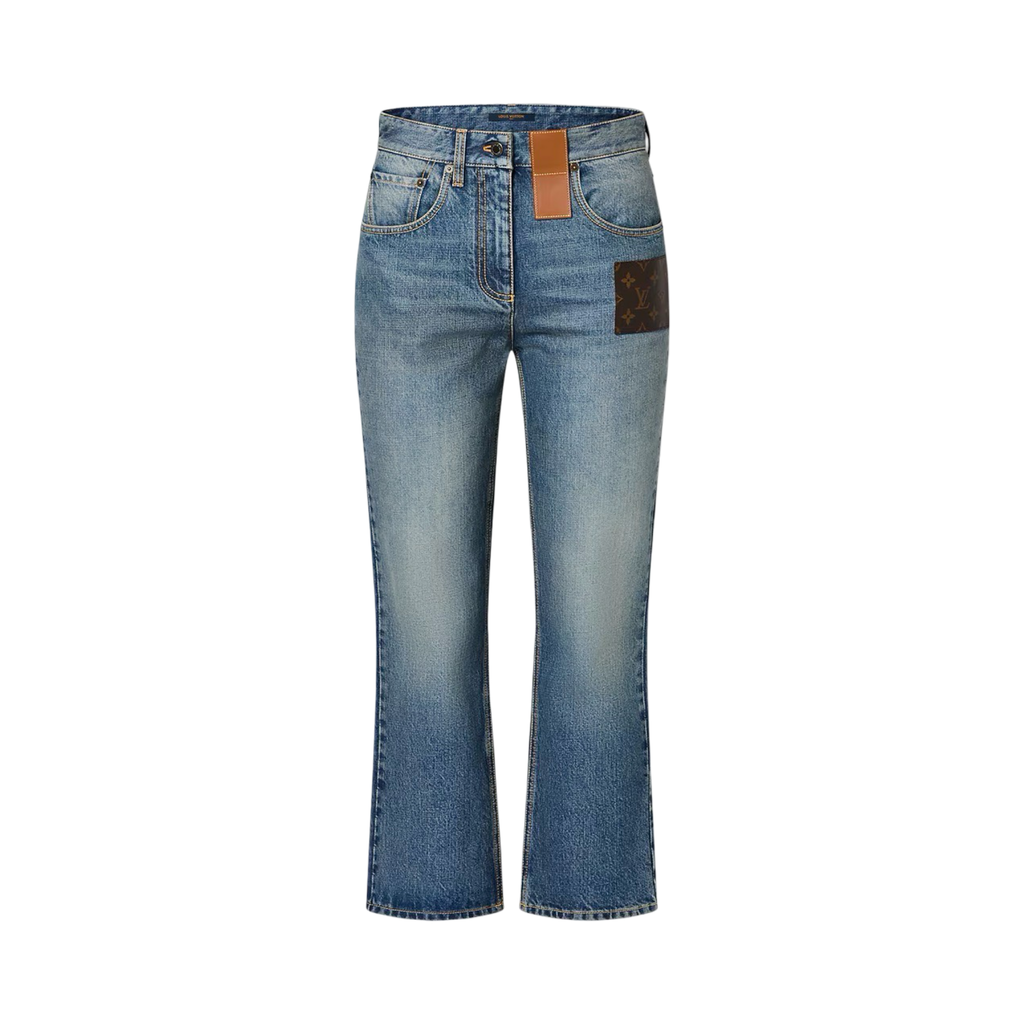 Louis Vuitton Monogram Leather Patch Jeans
