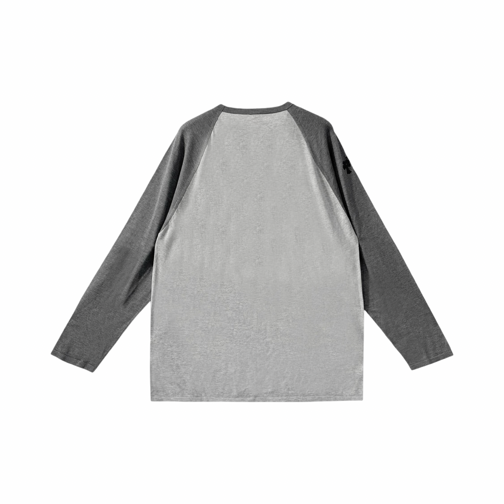 Chrome Hearts Cross Patch Embroidered Silk Raglan Grey LongSleeve Tee