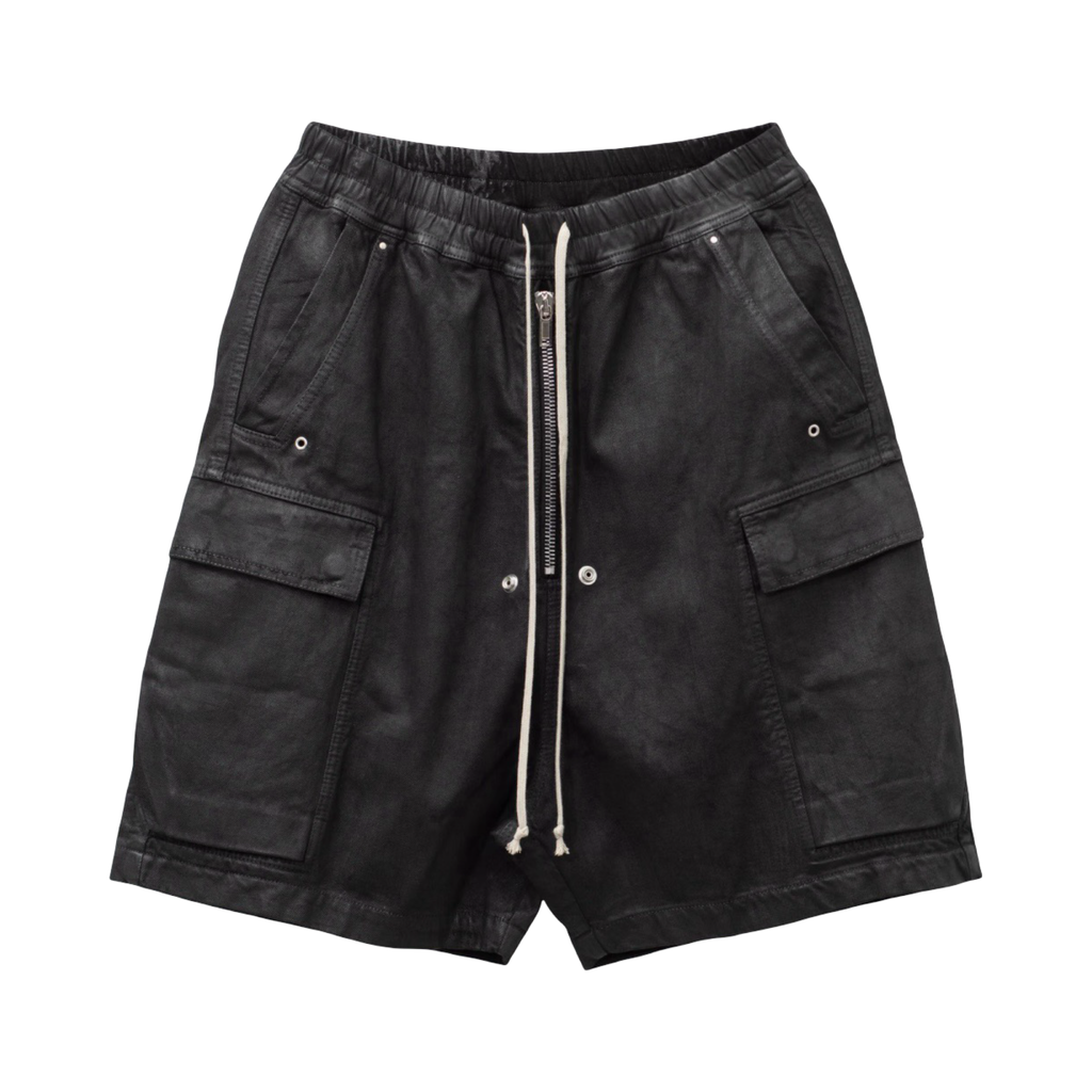 Rick Owens Waxed Cargobela Shorts Black