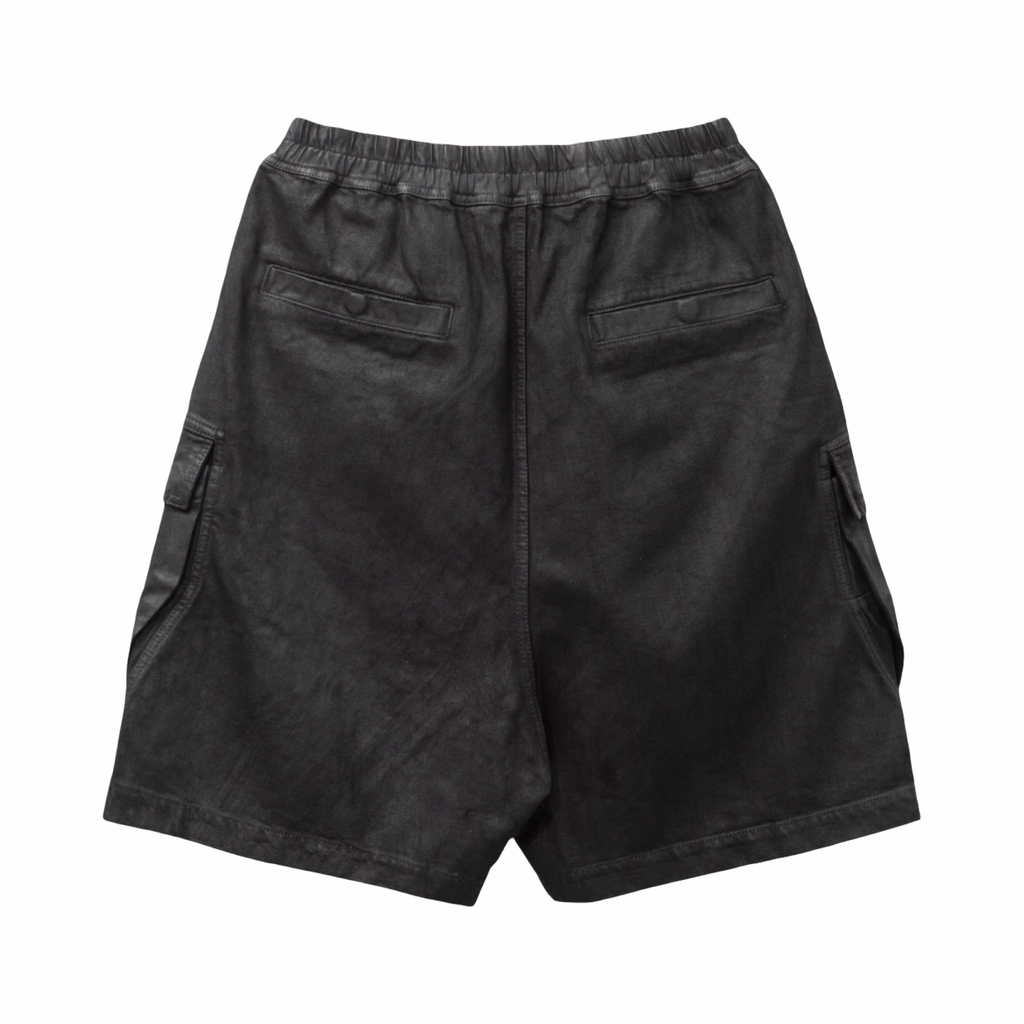 Rick Owens Waxed Cargobela Shorts Black