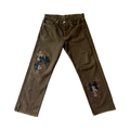 Chrome Hearts Levi's 501 NYFW Cheetah Cross Patch Jeans Khaki