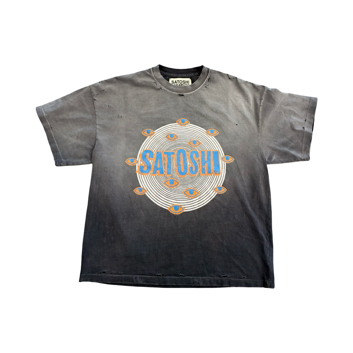 Satoshi Nakamoto Eyes Tee Washed Grey
