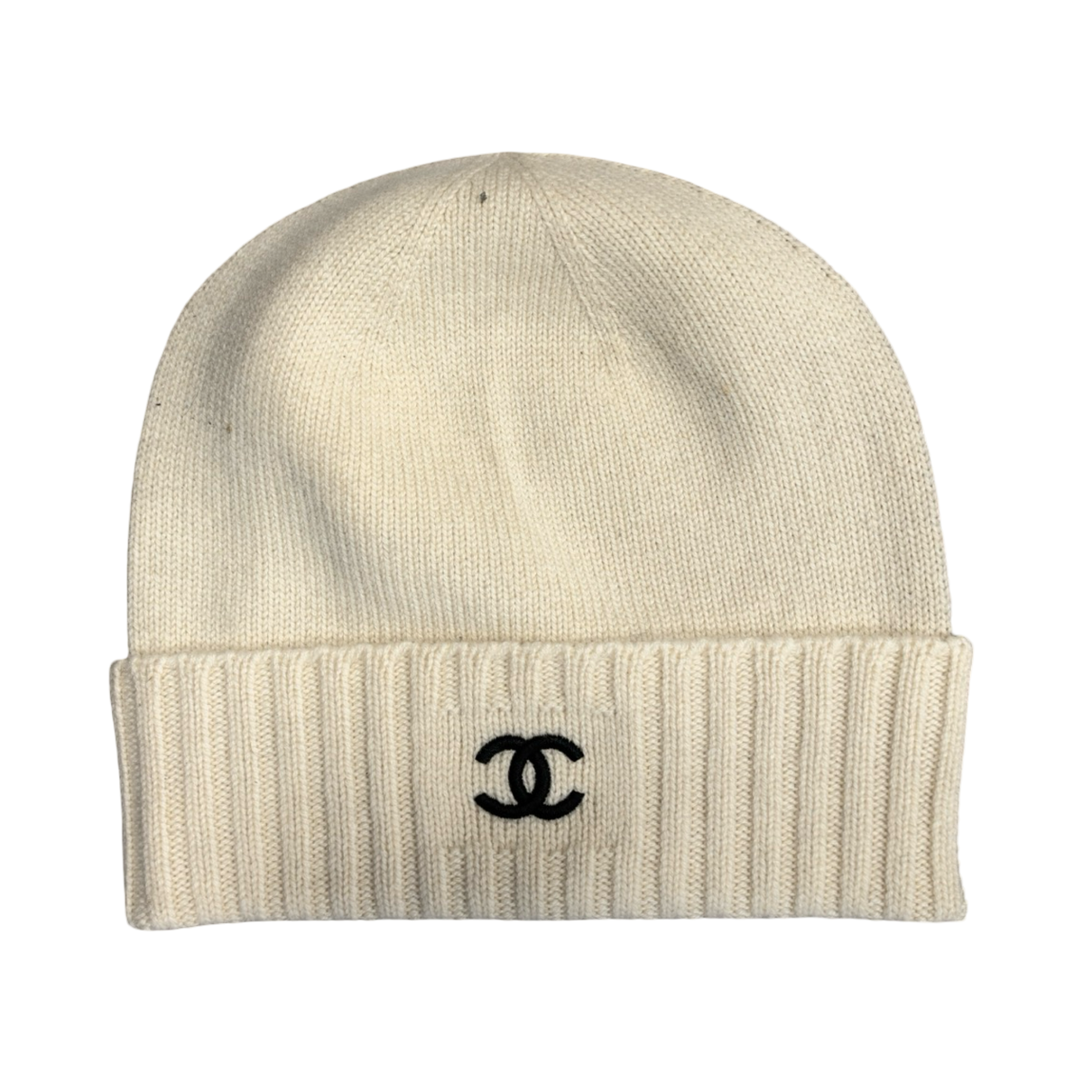 Chanel CC Reversible Cashmere  Beanie Black/Ecru
