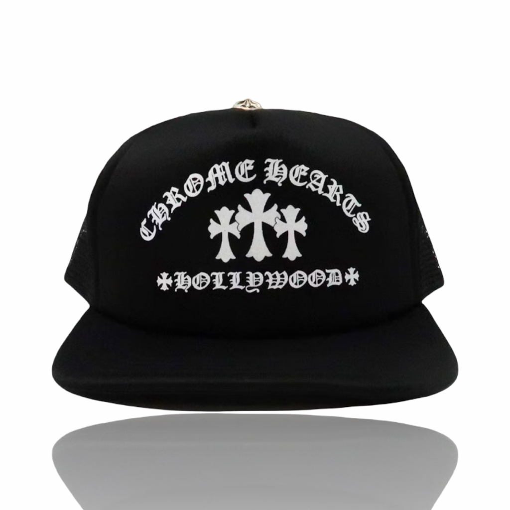 Chrome Hearts Triple Cross Hollywood Trucker Black/White