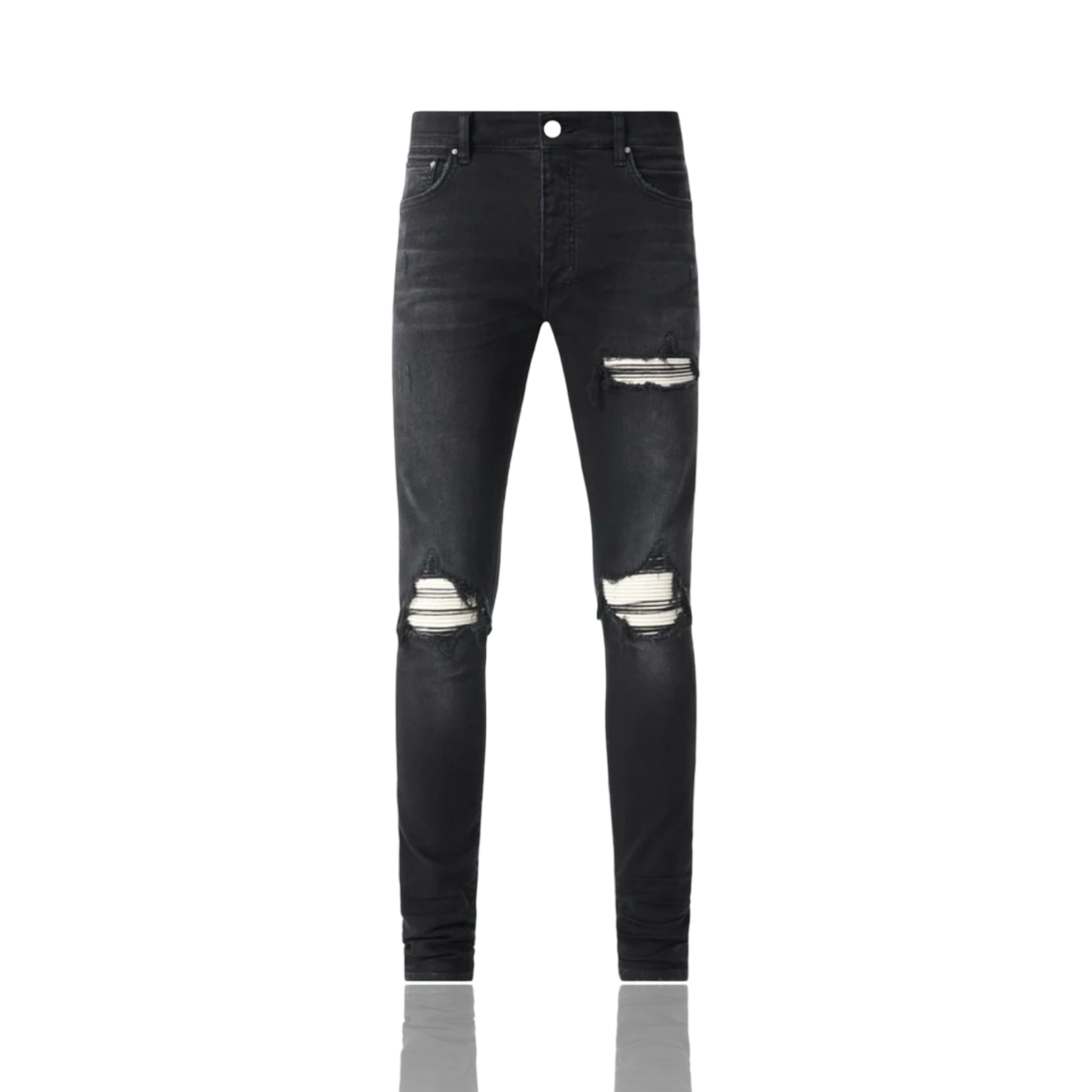 Amiri MX1 Black Suede Patch Denim