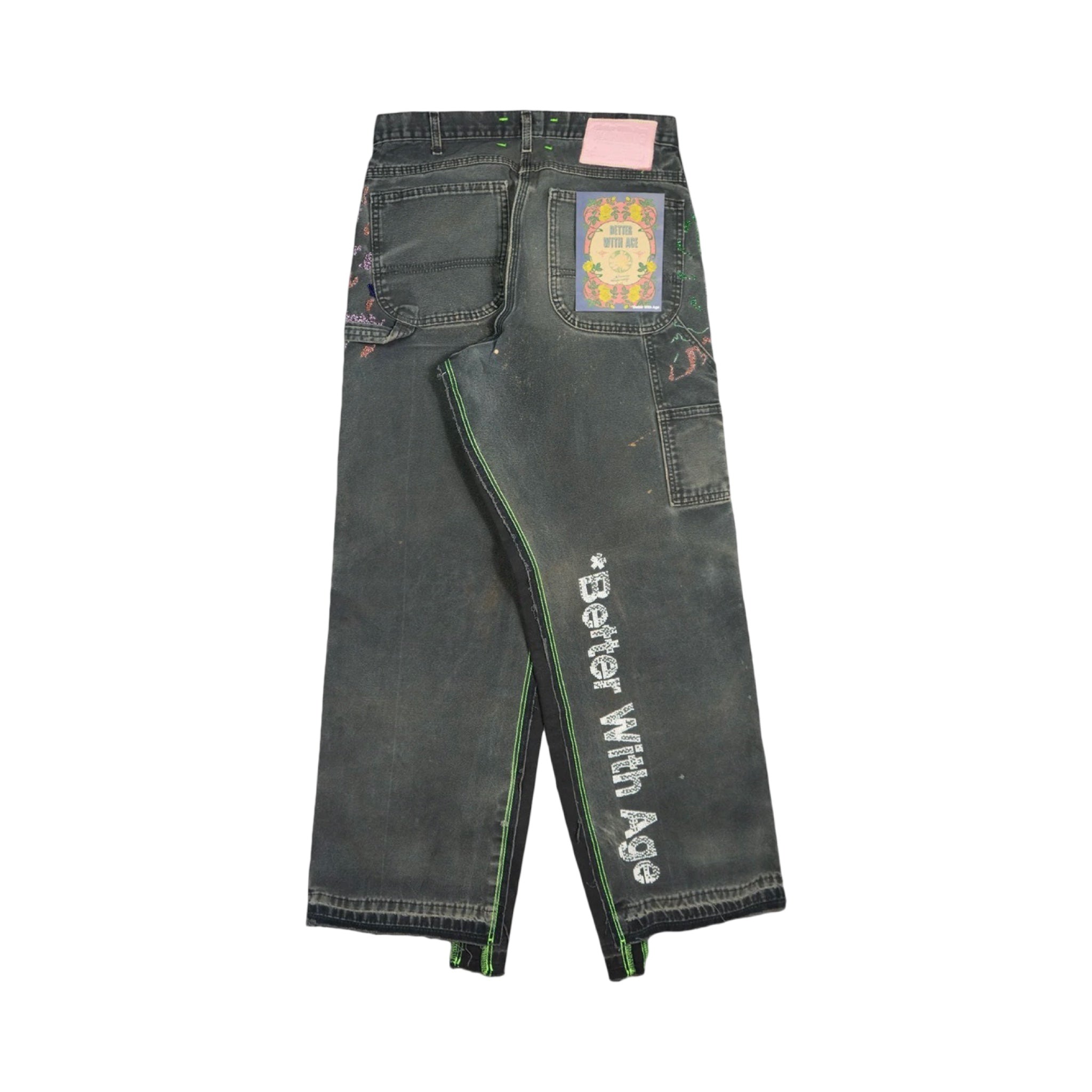*Better With Age Painter's Hand-Beaded Double Wide Trouser Brown