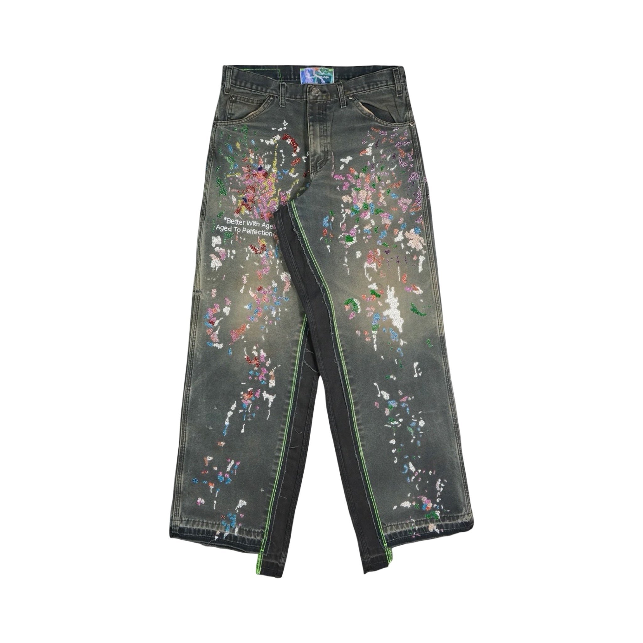 *Better With Age Painter's Hand-Beaded Double Wide Trouser Brown