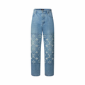 Louis Vuitton Denim Monogram Destroy Carpenter Jeans Blue