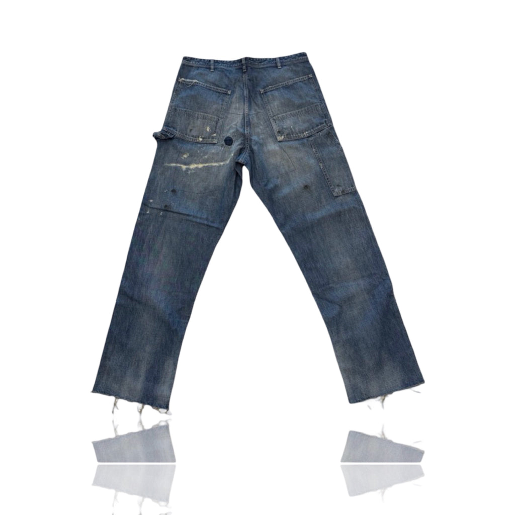 Saint Michael Straight-Leg Distressed Paint Splattered Jeans